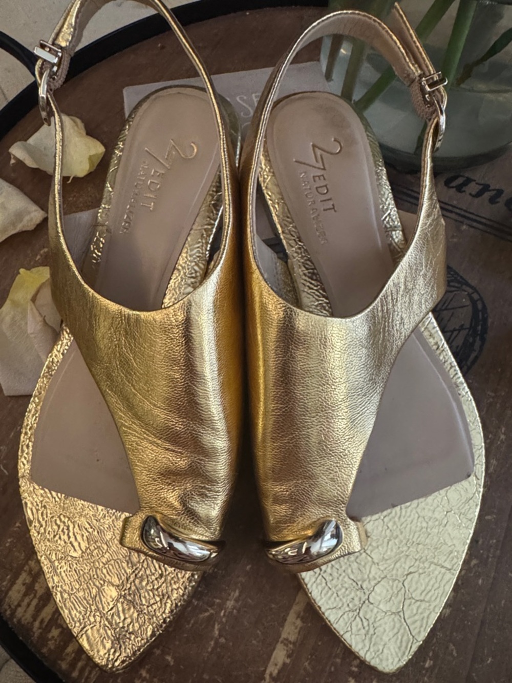 27 Edit by Nautralizer Gold Leather Slingback Sandals -LIKE NEW! Worn twice!
